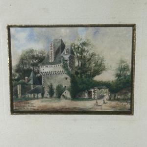 Early Twentieth Century Watercolour Entrance To The Château De Haute-goulaine 1903