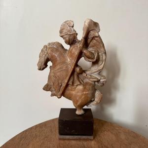 Alabaster Sculpture Saint George Slaying The Dragon 17th Century