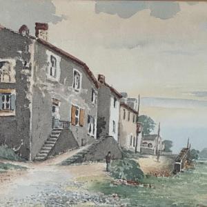 Watercolor On Paper Côte Saint Sébastien Nantes By J. Cathelineau