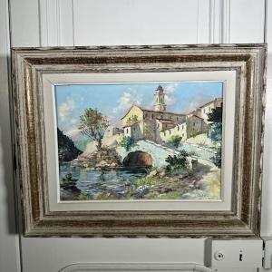 Oil On Canvas South Peille Landscape Near Menton 1962