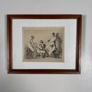 Antique Engraving By Leopold Flameng Depicting An Antique Scene