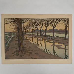 Lithograph By Henri Rivière: Parisian Landscapes - Swan Island 