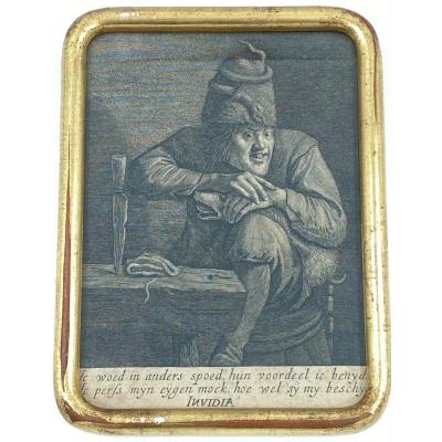 Engraving Lucas Vorsterman Adriaen Brouwer 7 Peches Capitaux Invidia Envie