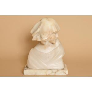 Alabaster Bust Of A Young Girl.