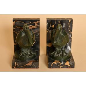 Bronze And Marble Bookend By Portor