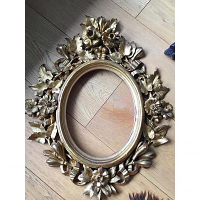 Encadrement En Bois Sculpté Et Doré, Italie, XIXéme