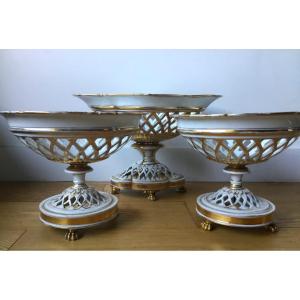 Suite Of Three Openwork Porcelain Cups Louis Philippe Period