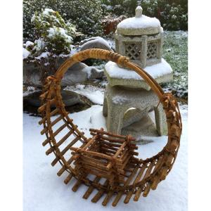 Woven Rattan Ikebana Basket, Japan