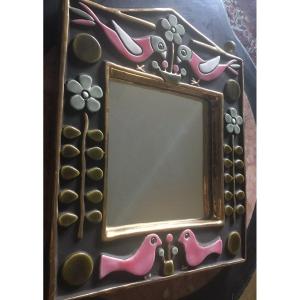 Mithé Espelt Ceramic Mirror Circa 1960