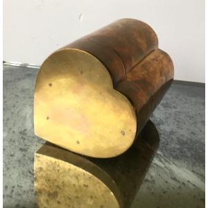 Old Copper Box In The Shape Of A Heart
