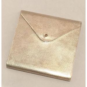 Silver Case, Guilloche Decor In The Shape Of An Envelope.