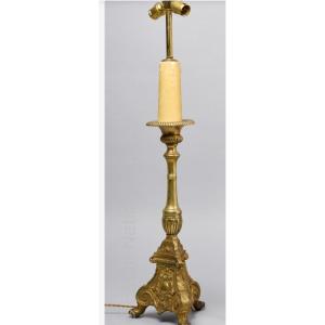 Picnic Candle Mounted In Lamp, XIXth