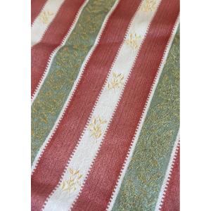 The Pair Of Empire Style Green, Pink And Gold Curtains