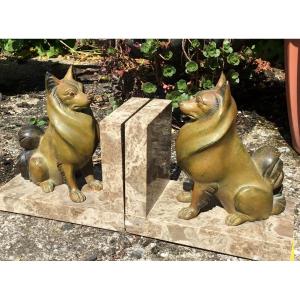 The Pair Of Corgi Bookends From The 1930s