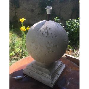 Large Patinated Plaster Lamp Base Travertine Style