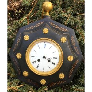 Wall Clock In Painted Sheet Metal, Charles X Period
