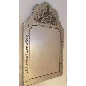 Eglomised Glass Mirror With The Bird Of Paradise