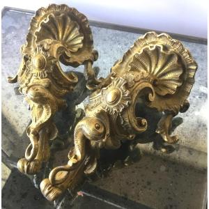 Pair Of Large Bronzes In Fall With Dolphins, Early Nineteenth