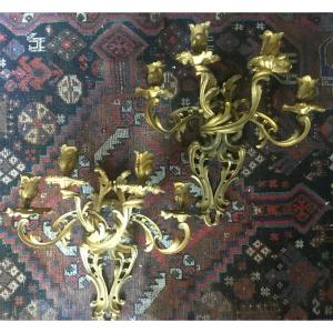 Pair Of Imposing Rocaille Sconces In Bronze, Louis XV Style