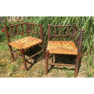 Paire de petits fauteuils Coin de feu 