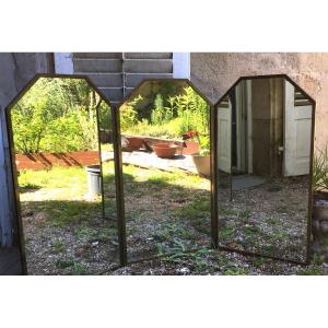 Brot Mirror Triptych Entourage In Gilt Bronze