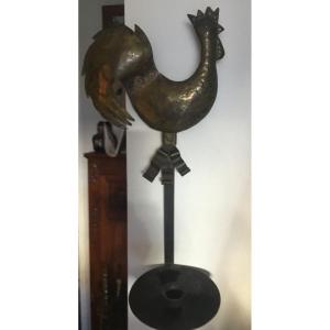 Folk Art Wall Lamp Candle Holder Au Coq