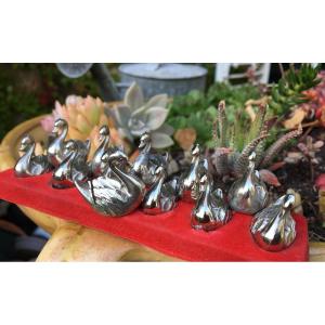 Swan Menu Holders In Silver Metal