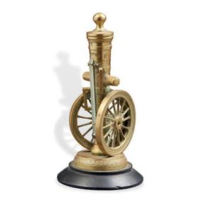 Bronze Thermometer In The Form Of A Vertical Canon. 19th Century Period
