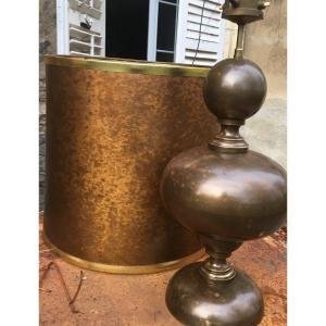 Patinated Metal Lamp, 1970s