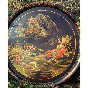 Large Tin Tray Chinese Decor 