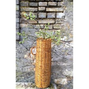 Large Ikebana Vase In Woven Bamboo, Circa 1900