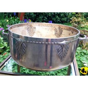 Silver Metal Cooler With Ferns, Art Deco