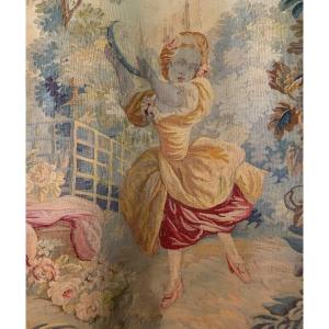 Tapestry The Young Girl With The Tambourine, 18th Century