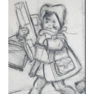 Germaine Bouret (1907-1953) Charcoal On Paper