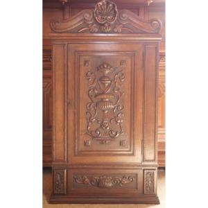 Wardrobe With Renaissance Decor, Carved Natural Wood