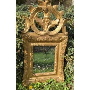 18th Century Gilded Wood Pediment Mirror