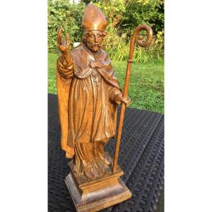 Saint Nicholas In Natural Wood, 18 Th  Century 
