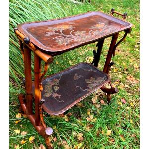 Japanese-style Bamboo Serving Trolley Dlg By Perret Vibert