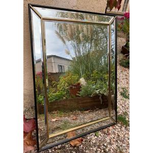 Baker Furnitures, Brass Fillet Beveled Mirror, 1950s