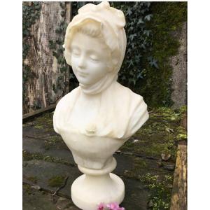 Jean-baptiste Greuze After: Bust Of A Young Girl In Alabaster