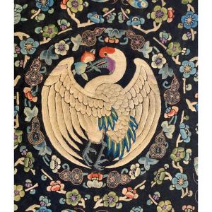 Chinese Embroidery Of A Bird With Spread Wings, Mandarin