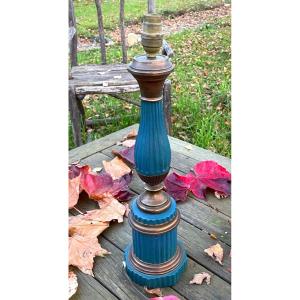 Blue And Gold Lacquered Sheet Metal Lamp Base 