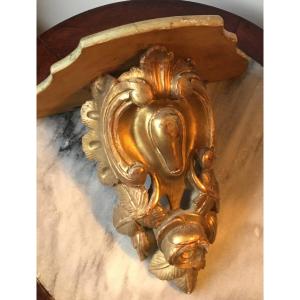Small Rose Carved Wood Wall Lamp 