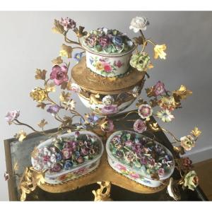 Jardinière, Pot Pourri In Porcelain And Gilt Bronze