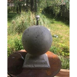 Large Patinated Plaster Lamp Base In Travertine Style