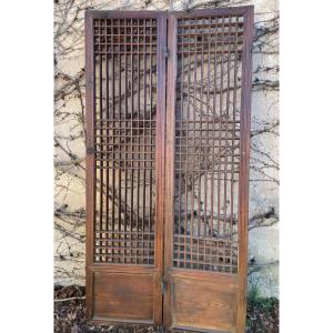 Two Large Carved Partition Panels, 19th Century China