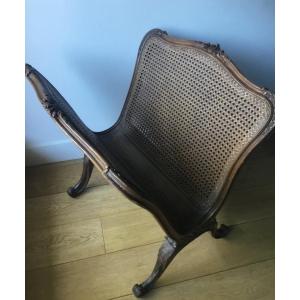 Important Louis XV Style Magazine Rack In Carved Wood And Double Caning