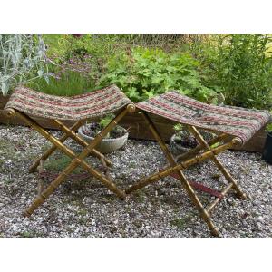 Pair Of Napoleon III Period Gilded Bamboo Folding Tables