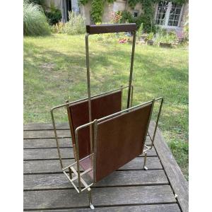 Gold Metal Magazine Rack, Circa 1970 