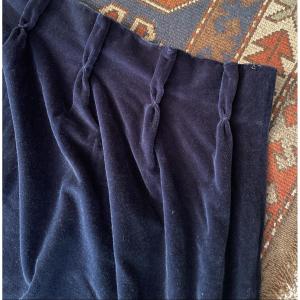 The Pair Of Double Blackout Curtains In Midnight Blue Velvet